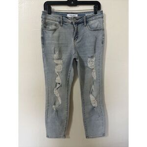 Judy Blue Jeans‎ Womens Size 28 Light Blue Boyfriend Fit Distressed Ripped